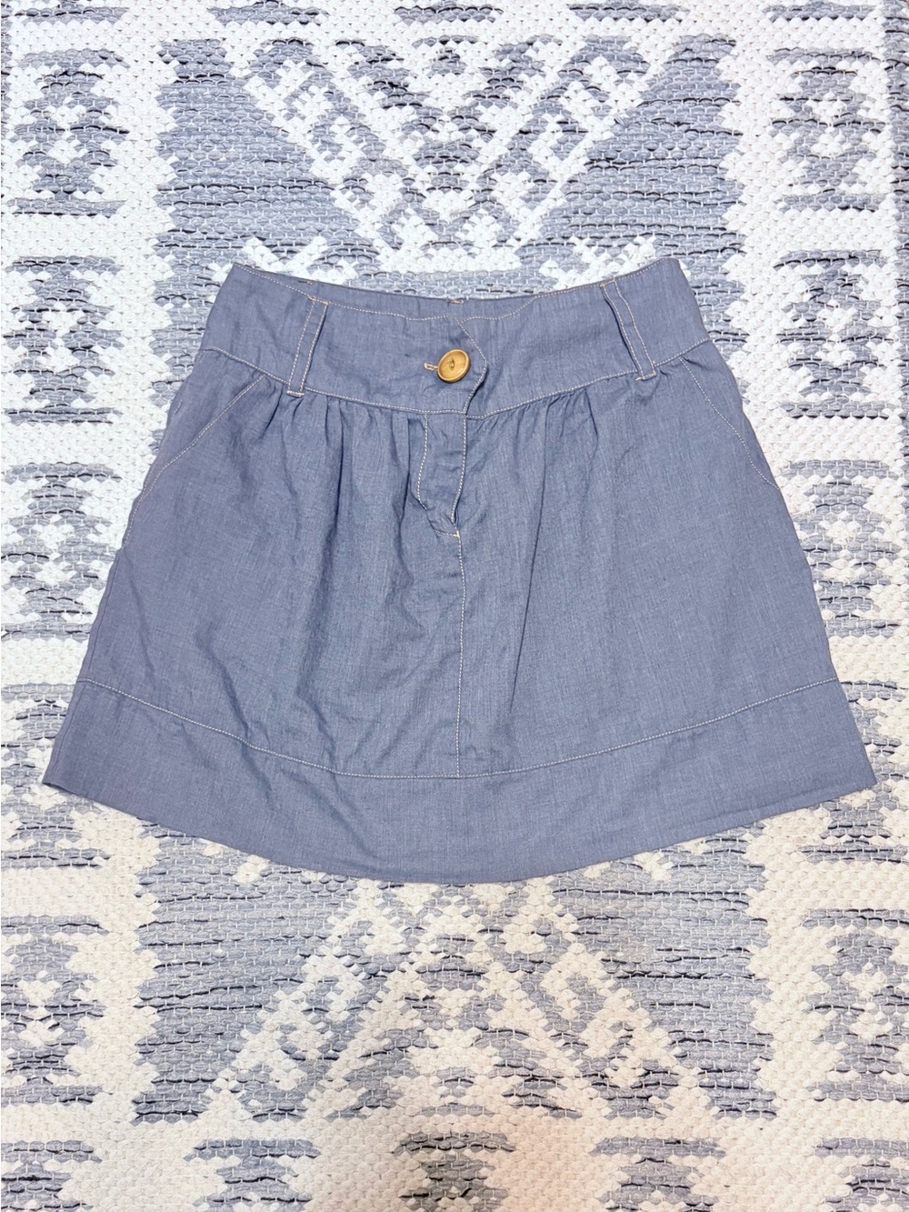 Mimi Chica Chambray-Style Blue A-Line Mini Skirt